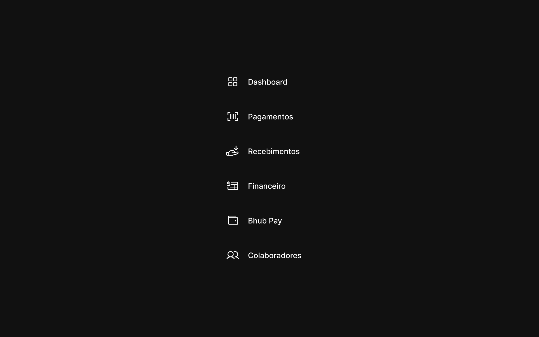BHub — main navigation: Dashboard, Payments, Receivables, Finance, BHub Pay and Team