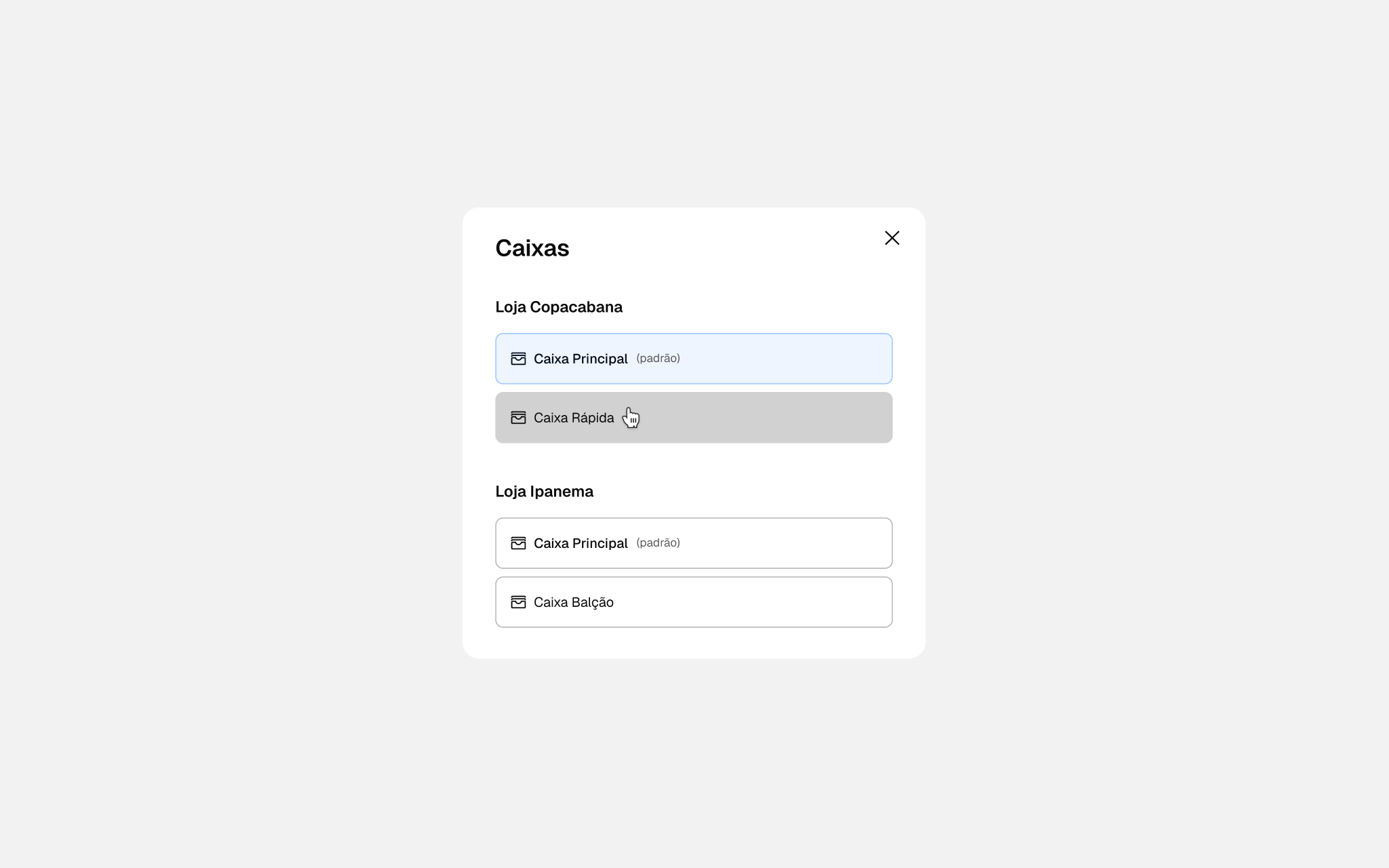 Nuvemshop POS — switching between multiple cash registers per store
