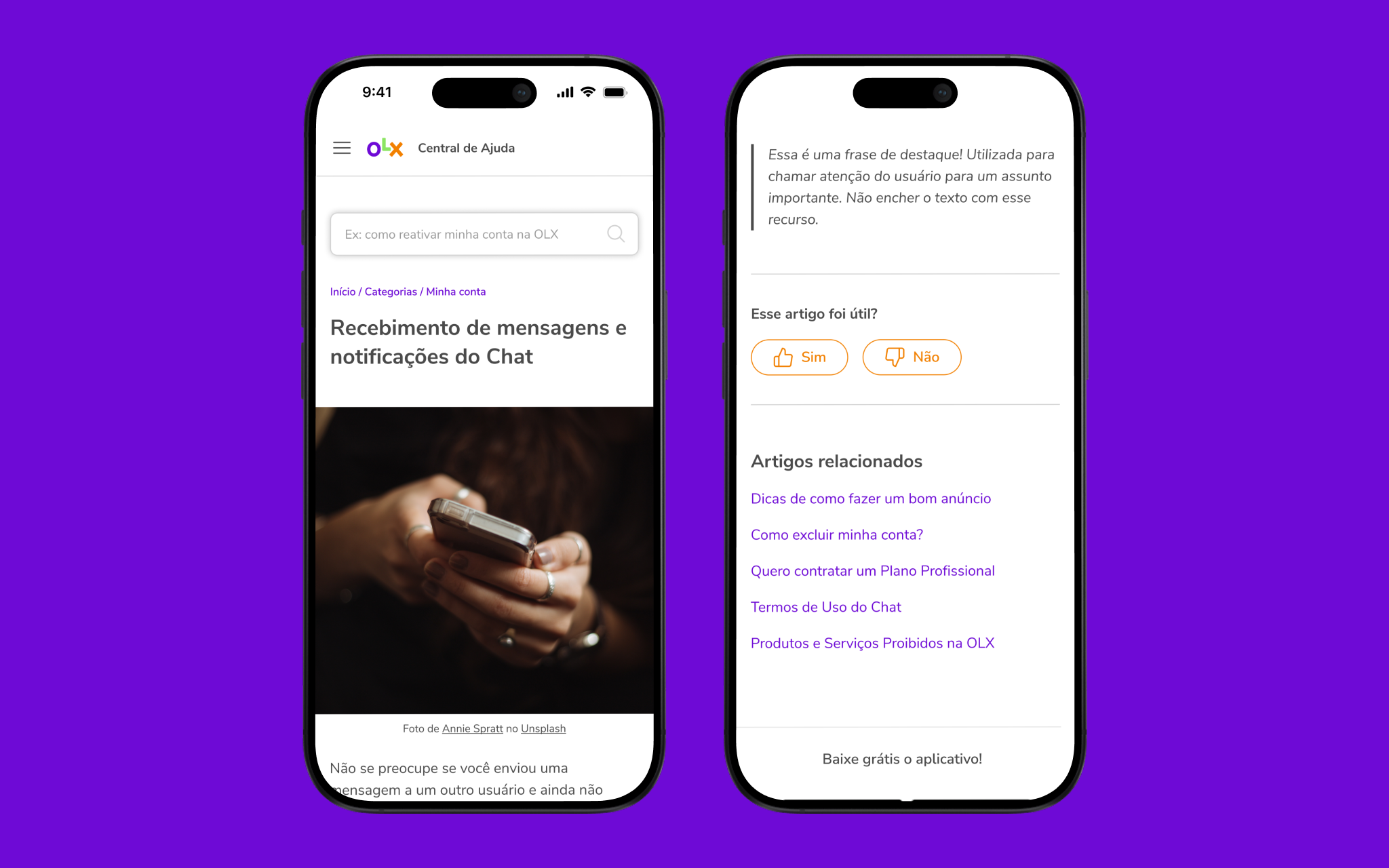 OLX Help Center — contextual help article with related content and a feedback prompt